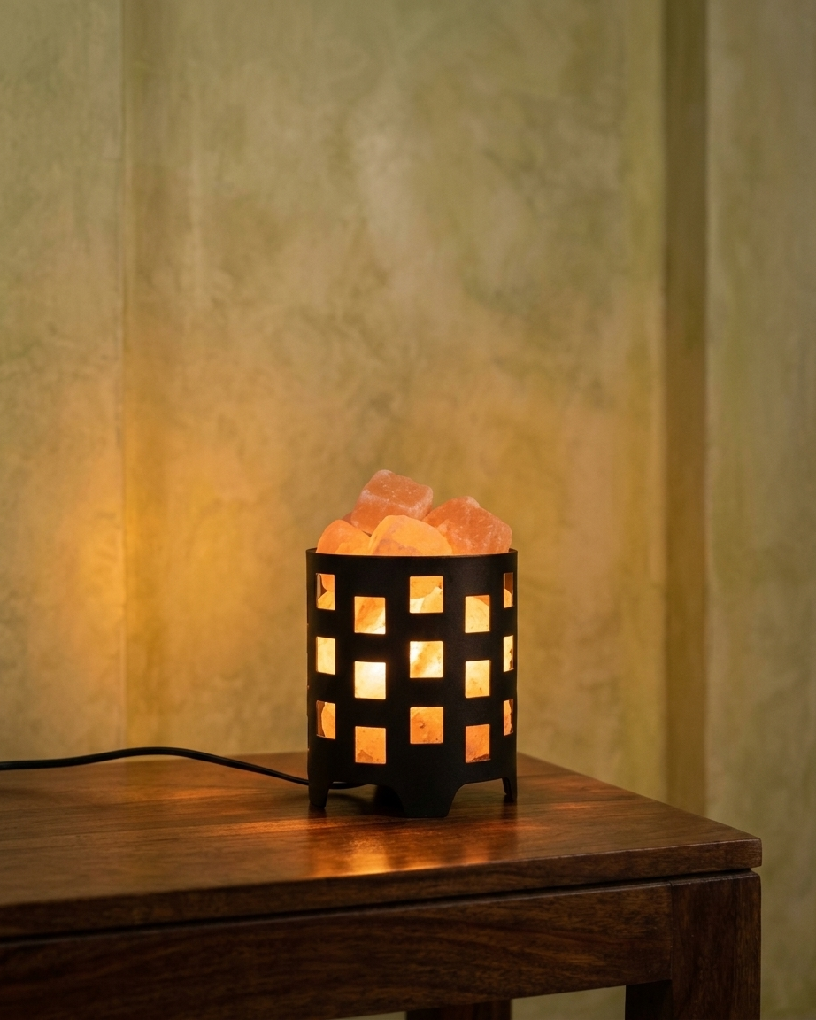 Lit honeycomb salt lamp